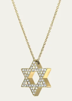Procaccia Jewelry18K Yellow Gold Large Star of David Pave Diamond Necklace