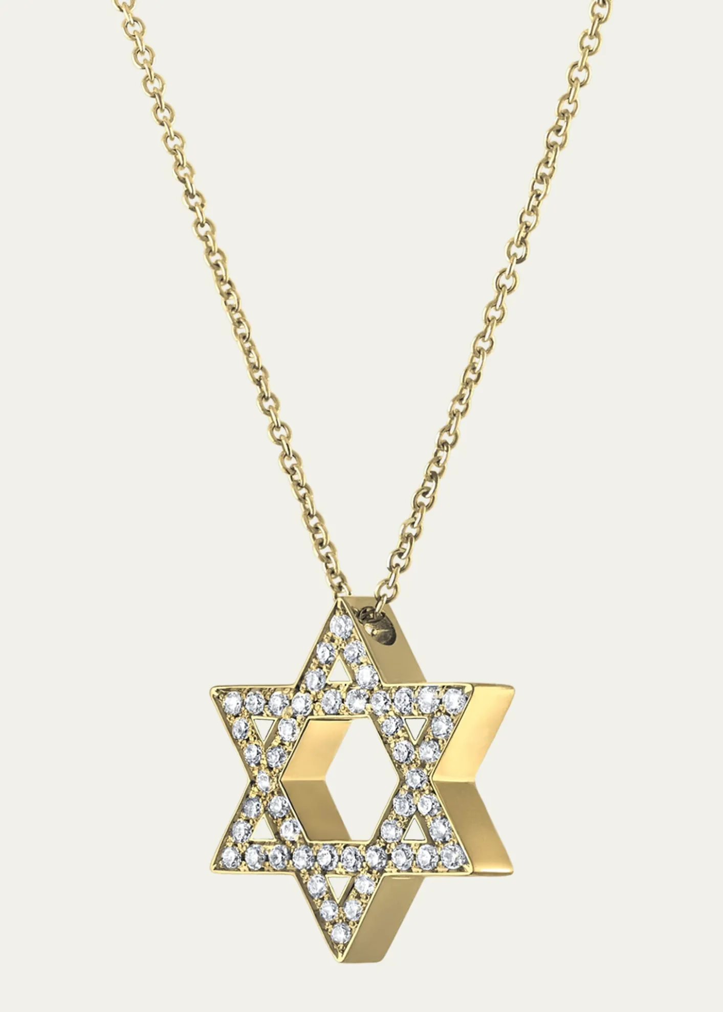 Procaccia Jewelry18K Yellow Gold Large Star of David Pave Diamond Necklace