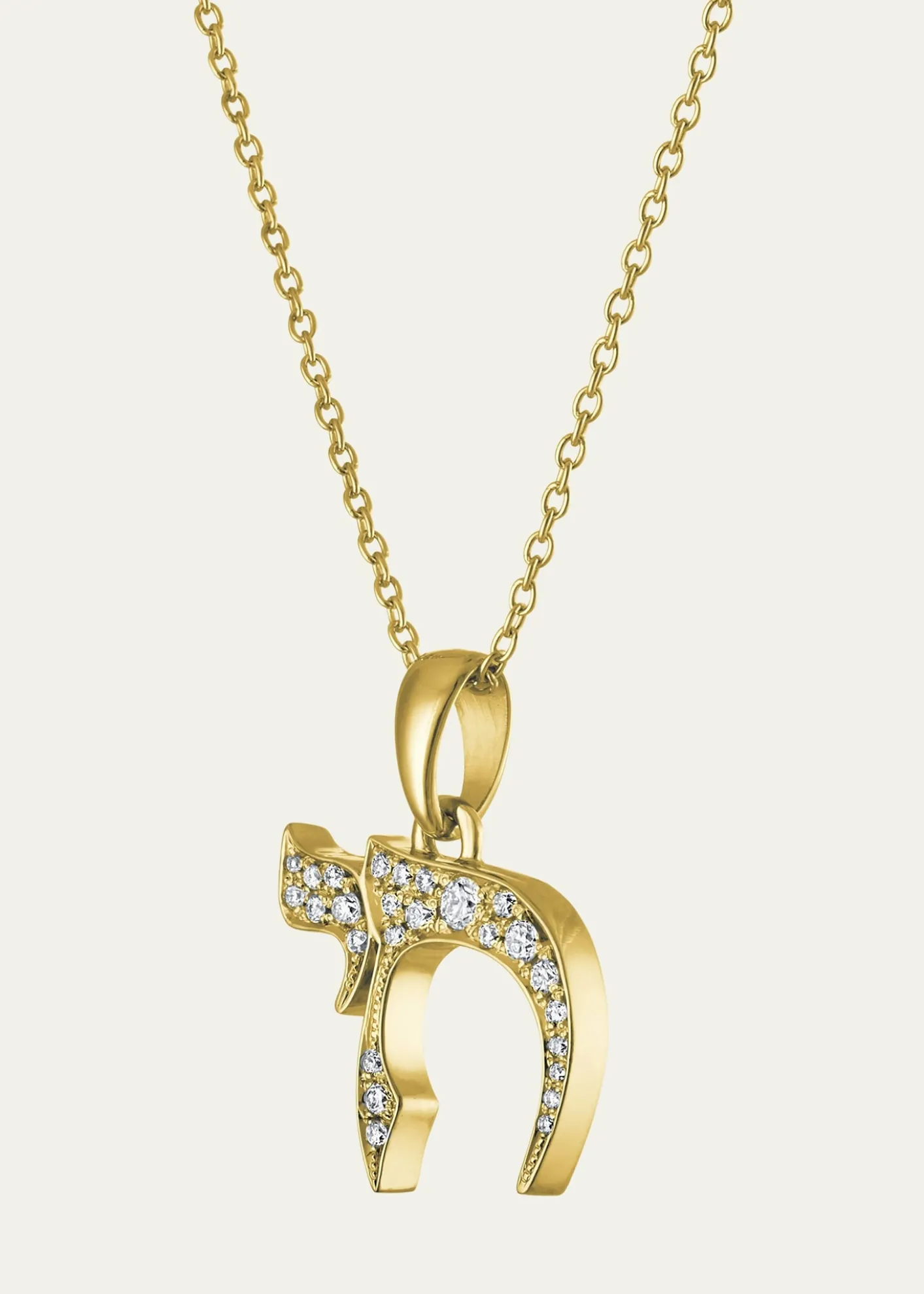 Procaccia Jewelry18K Yellow Gold Diamond Pave Chai Necklace