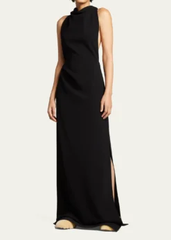 Proenza SchoulerHalter-Neck Matte Crepe Backless Gown