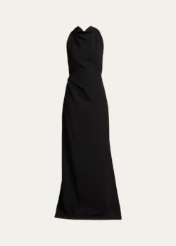 Proenza SchoulerHalter-Neck Matte Crepe Backless Gown