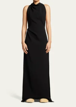 Proenza SchoulerHalter-Neck Matte Crepe Backless Gown