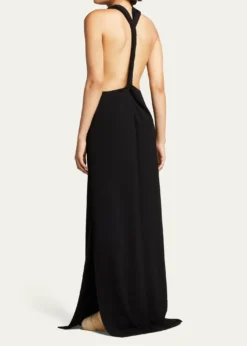 Proenza SchoulerHalter-Neck Matte Crepe Backless Gown