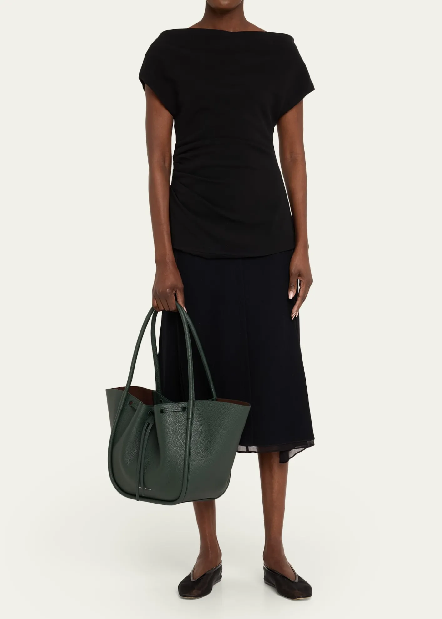 Proenza SchoulerLarge Ruched Pebbled Leather Tote Bag