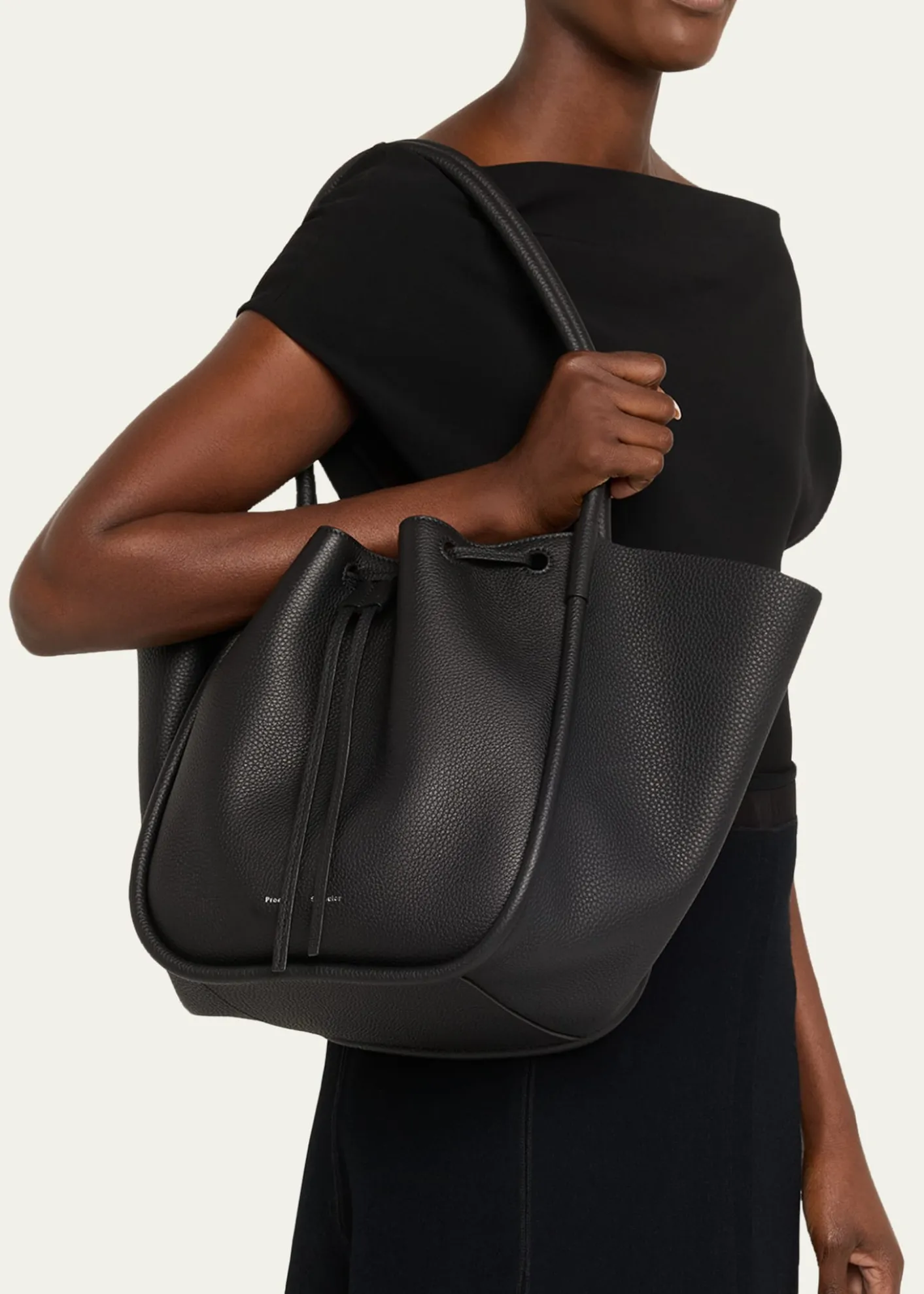 Proenza SchoulerLarge Ruched Pebbled Calfskin Tote Bag
