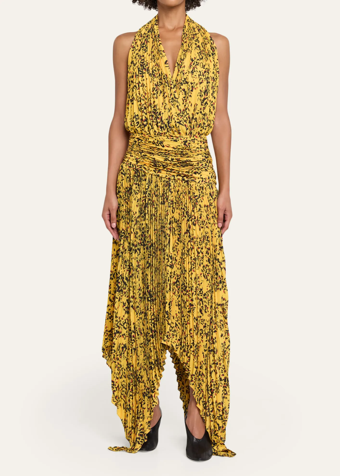 Proenza SchoulerPaulina Pleated Halter Handkerchief Maxi Dress