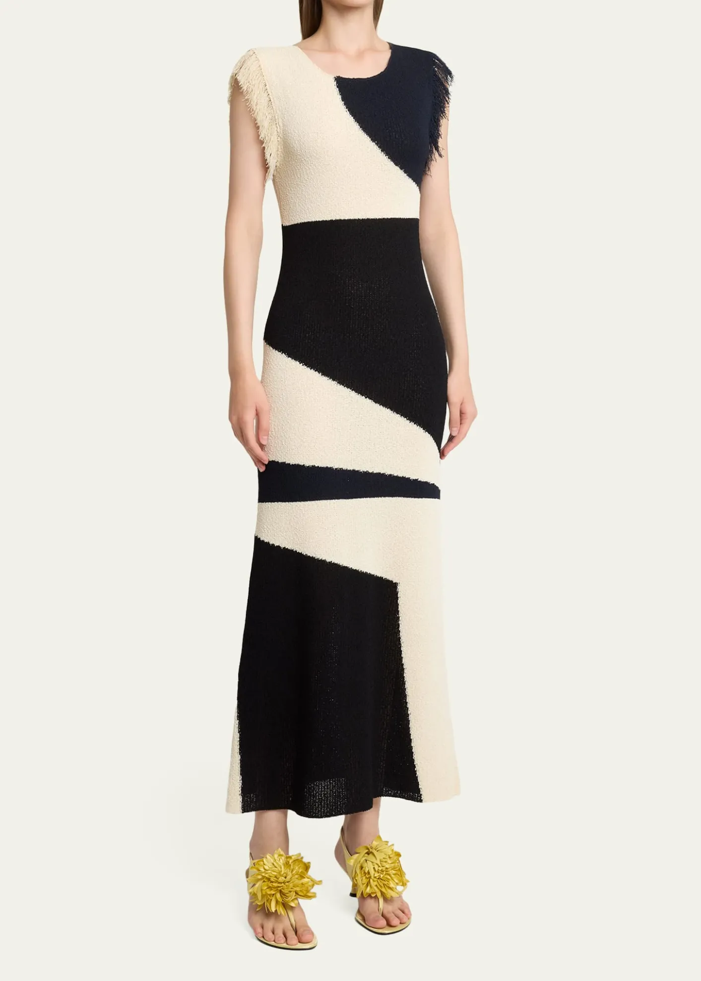 Proenza SchoulerSaskia Intarsia Knit Fringe Trim Dress