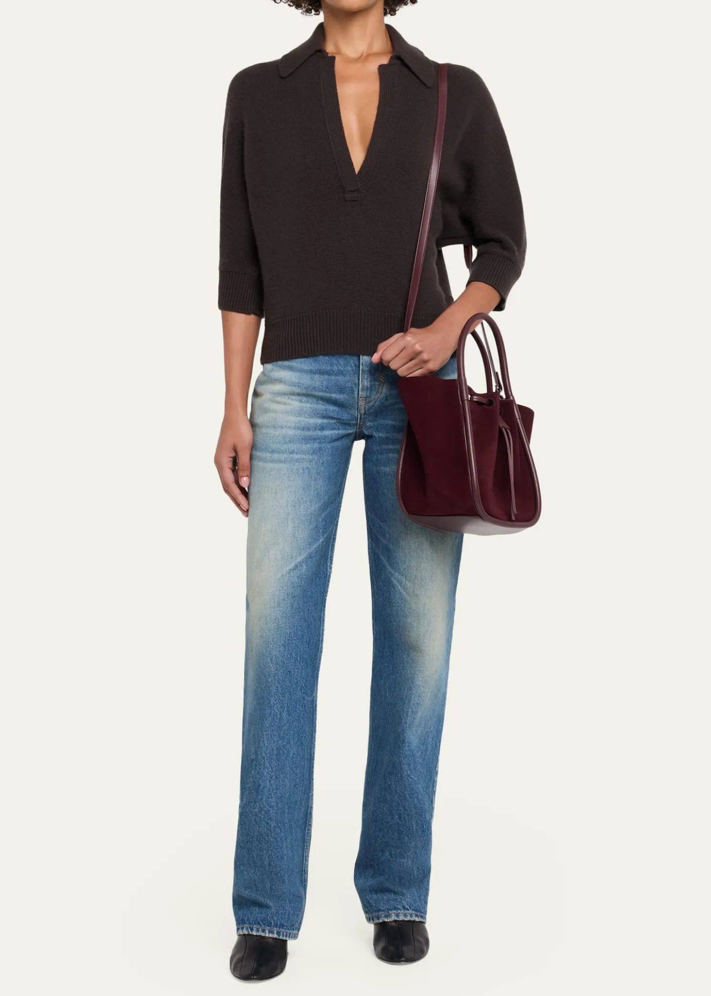 Proenza SchoulerSmall Ruched Suede and Leather Tote Bag