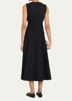 Proenza Schouler White LabelLoren Sleeveless Ruched Waist Cotton Midi Dress