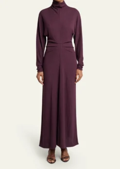 Proenza Schouler White LabelSoren Pleated Rib-Crepe Mock-Neck Dress