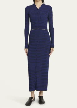 Proenza Schouler White LabelIvanna Long-Sleeve Micro Check Dress