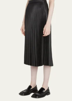 Proenza Schouler White LabelPleated Vegan Leather Midi Skirt