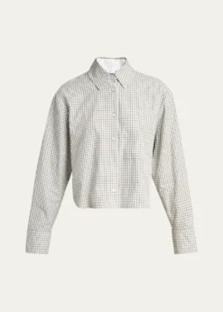 Proenza Schouler White LabelOlive Cropped Check Shirt