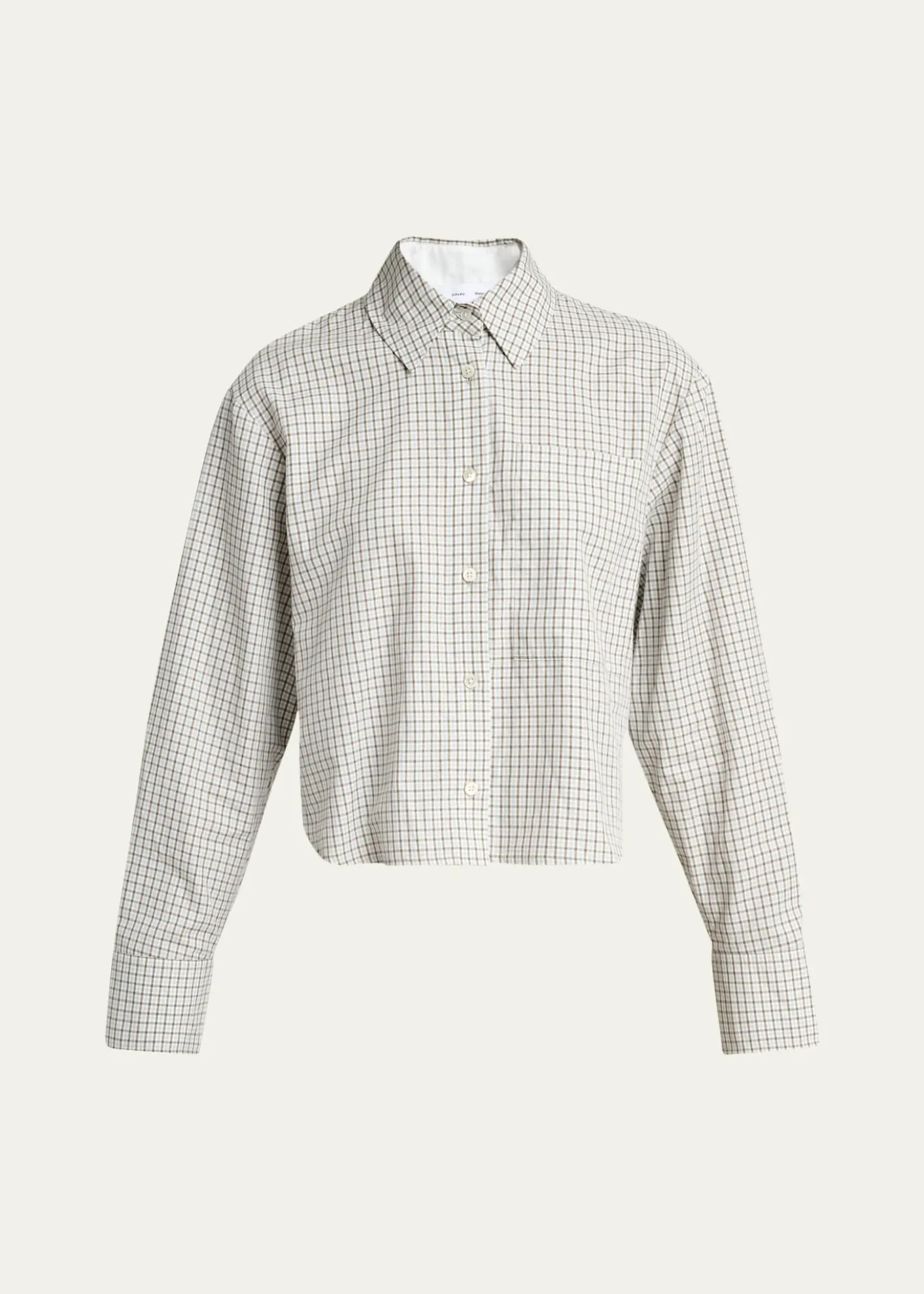 Proenza Schouler White LabelOlive Cropped Check Shirt