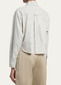 Proenza Schouler White LabelOlive Cropped Check Shirt