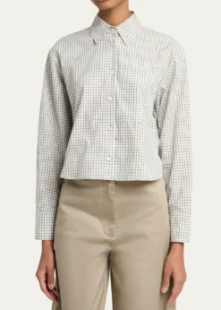 Proenza Schouler White LabelOlive Cropped Check Shirt