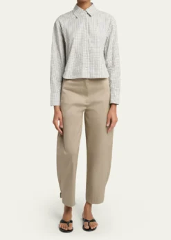 Proenza Schouler White LabelOlive Cropped Check Shirt