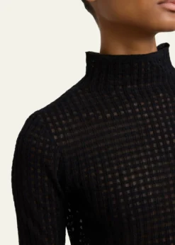 Proenza Schouler White LabelZella Check Merino Mock-Neck Top