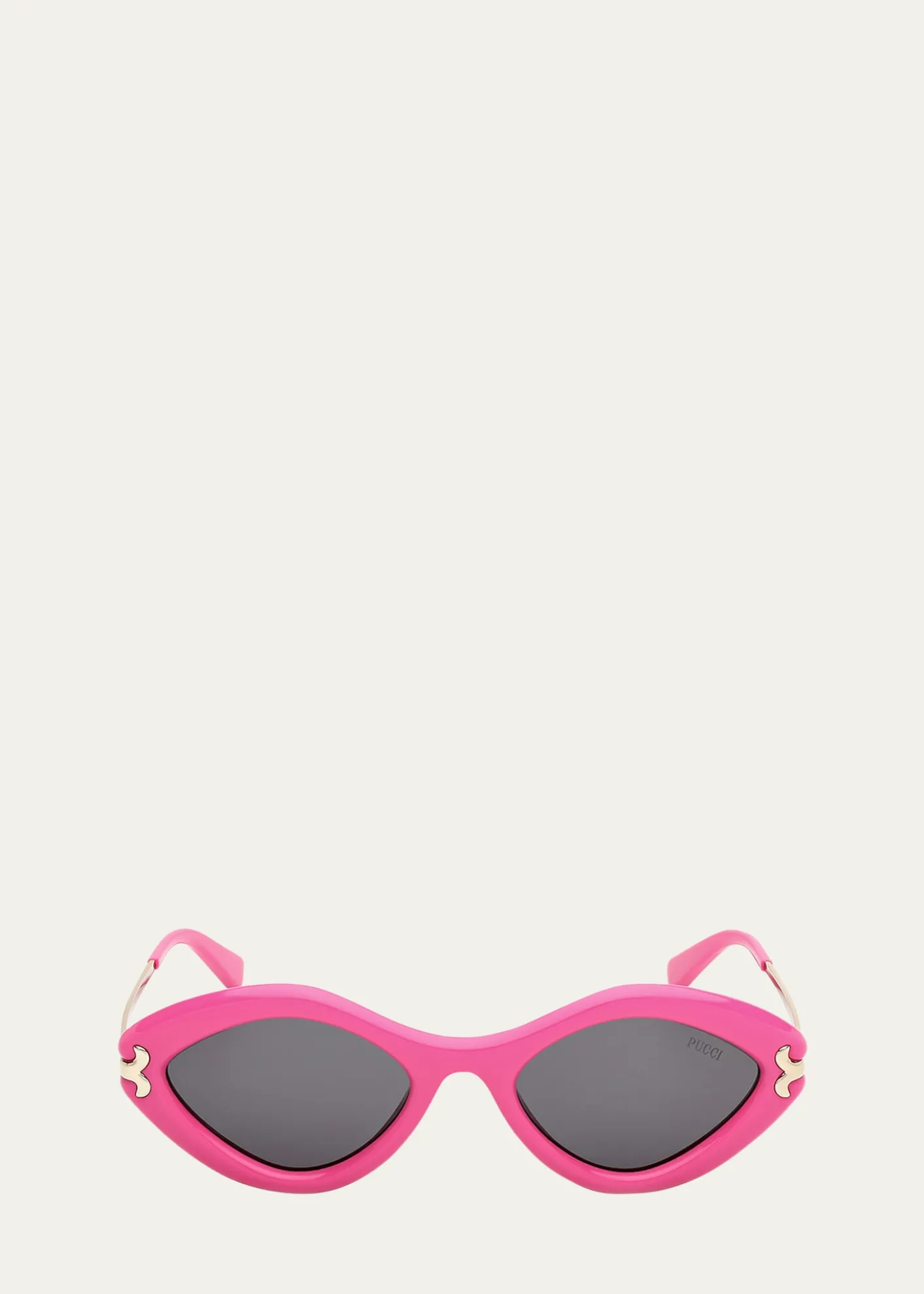 PucciLogo Acetate & Metal Oval Sunglasses