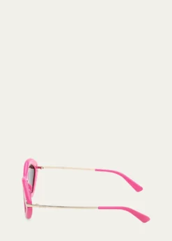 PucciLogo Acetate & Metal Oval Sunglasses