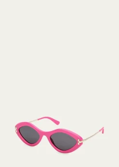 PucciLogo Acetate & Metal Oval Sunglasses