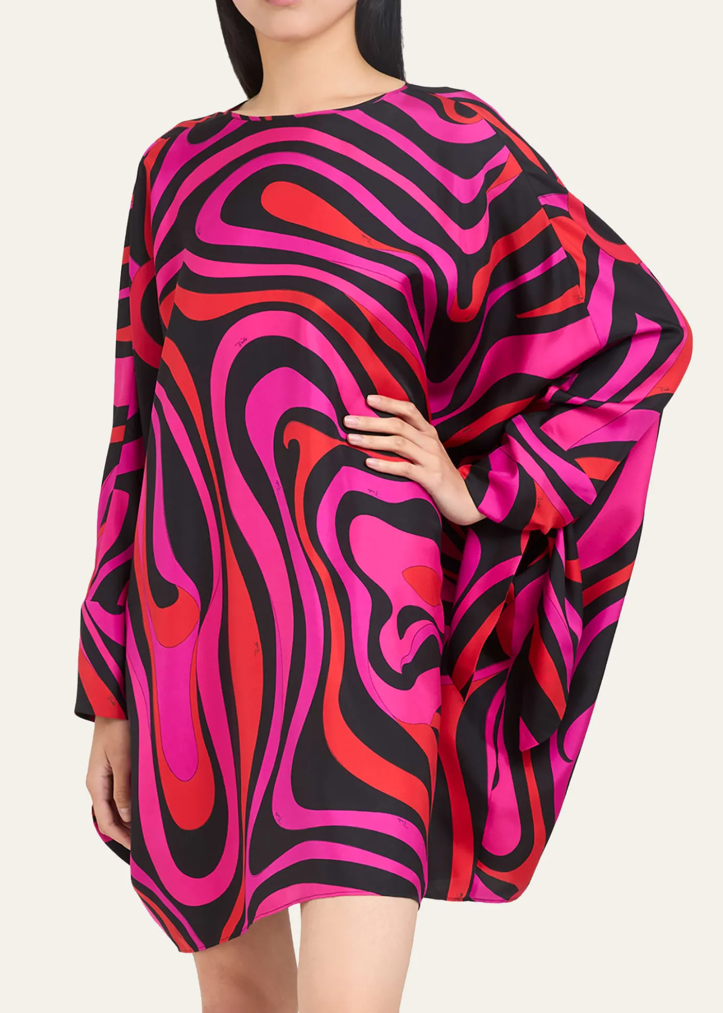 PucciMarmo Silk Twill Mini Caftan Dress