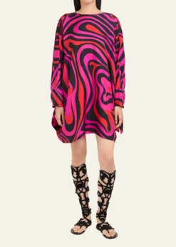 PucciMarmo Silk Twill Mini Caftan Dress