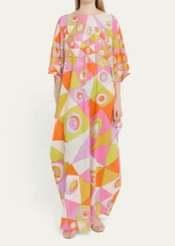 PucciOcchi-Print Cotton Muslin Maxi Caftan Dress