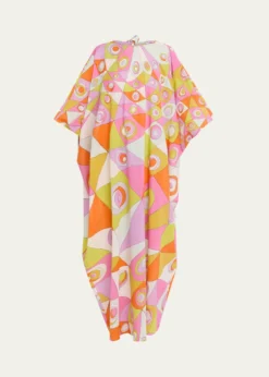 PucciOcchi-Print Cotton Muslin Maxi Caftan Dress