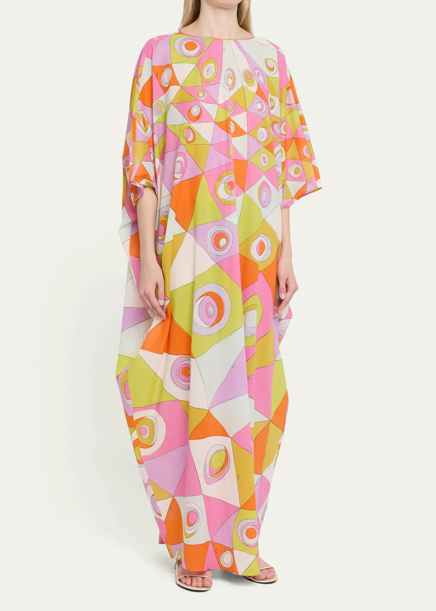 PucciOcchi-Print Cotton Muslin Maxi Caftan Dress