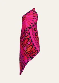 PucciOne-Shoulder Soleil-Print Silk Twill Asymmetric Mini Dress