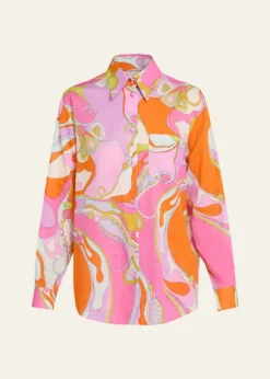 PucciOrchidee Cotton Muslin Button-Down Shirt