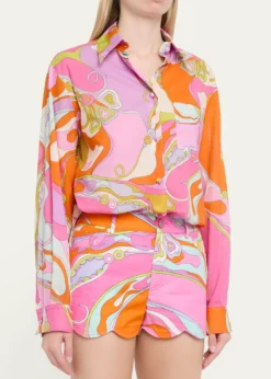 PucciOrchidee Cotton Muslin Button-Down Shirt