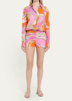 PucciOrchidee Cotton Muslin Button-Down Shirt