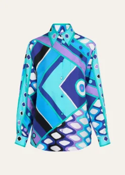 PucciVivara-Print Silk Twill Button-Down Shirt