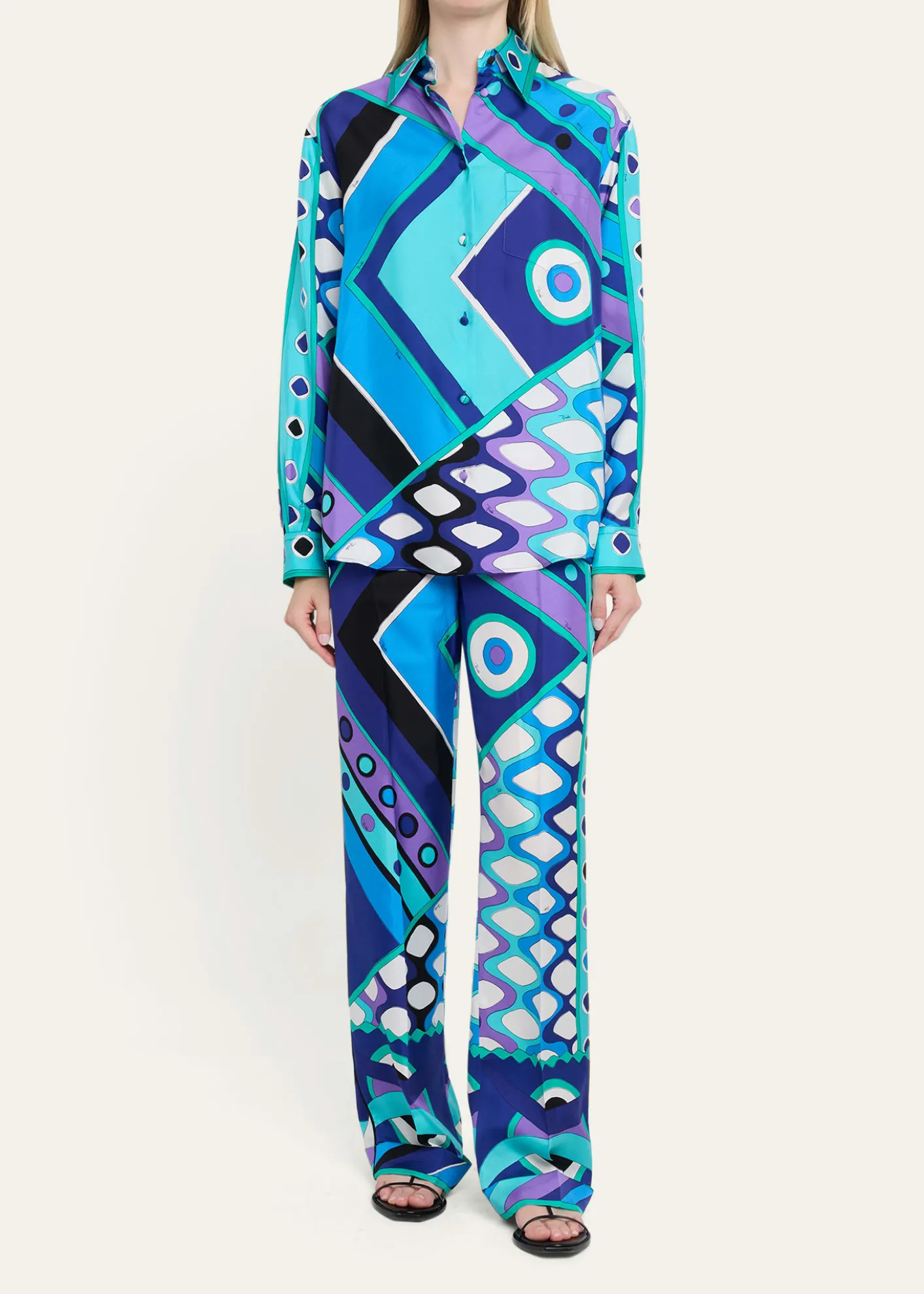 PucciVivara-Print Silk Twill Button-Down Shirt