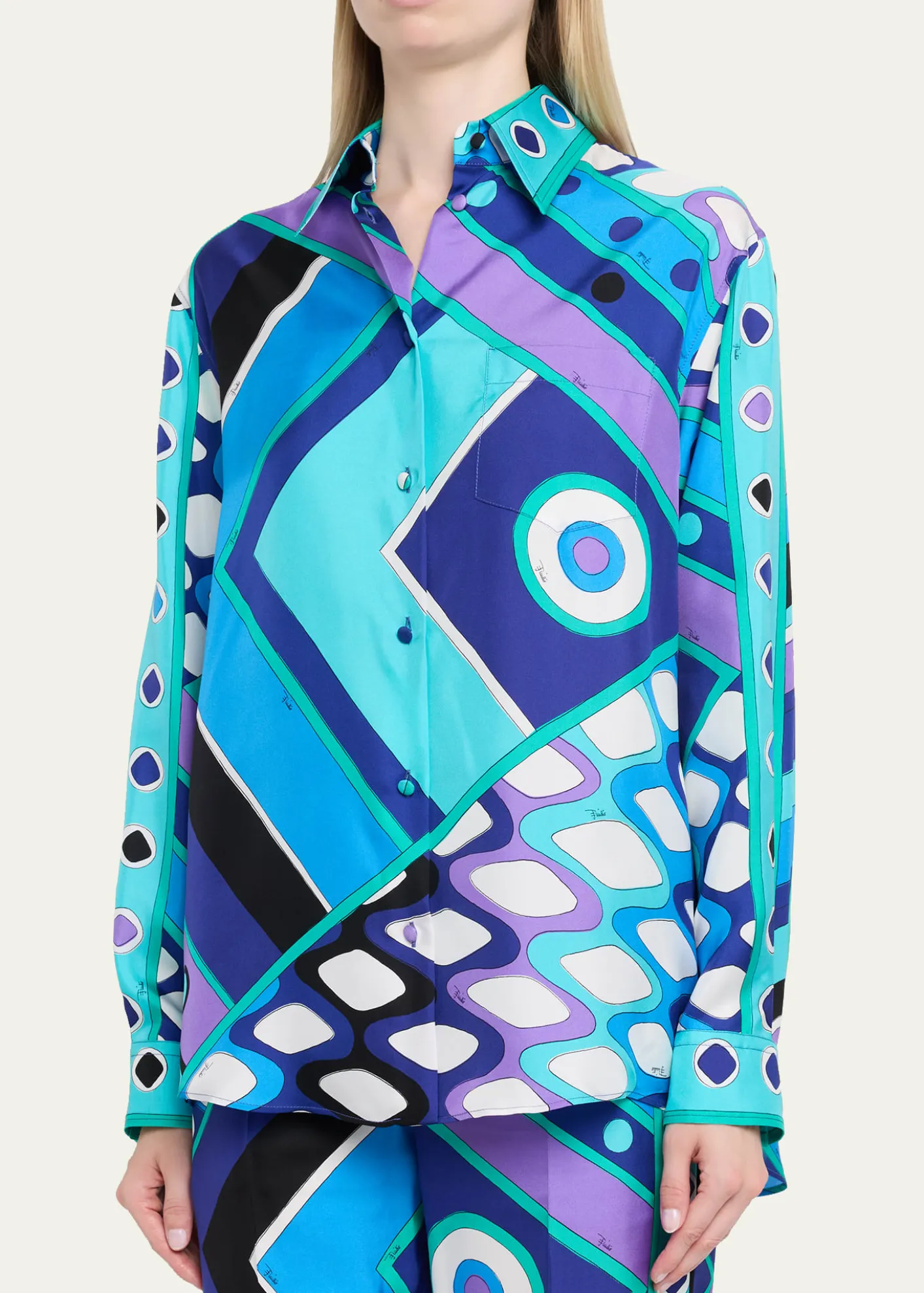 PucciVivara-Print Silk Twill Button-Down Shirt