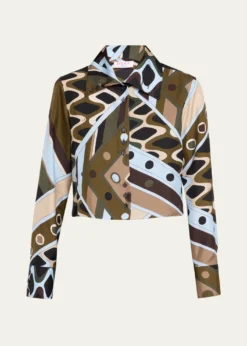 PucciVivara Silk Twill Crop Button-Down Shirt