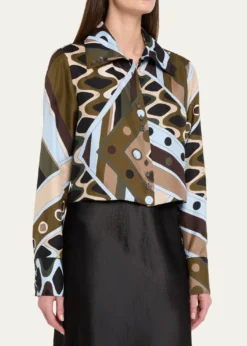 PucciVivara Silk Twill Crop Button-Down Shirt