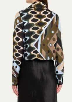 PucciVivara Silk Twill Crop Button-Down Shirt