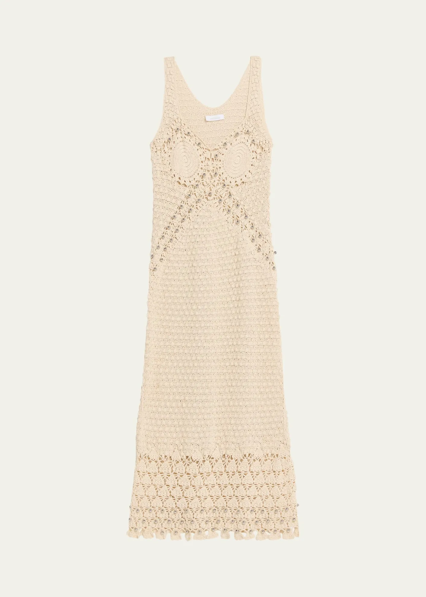 RabanneEmbellished Textured Crochet Knit Midi Dress