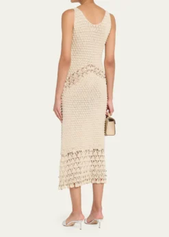 RabanneEmbellished Textured Crochet Knit Midi Dress