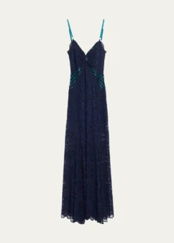 RabanneLong Lace V-Neck Sleeveless Dress