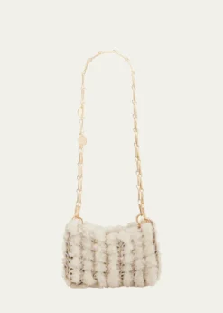 RabanneNano Disc Shearling Shoulder Bag