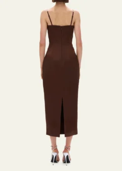 Rachel GilbertLeora Crystal-Strap Crepe Ankle Gown