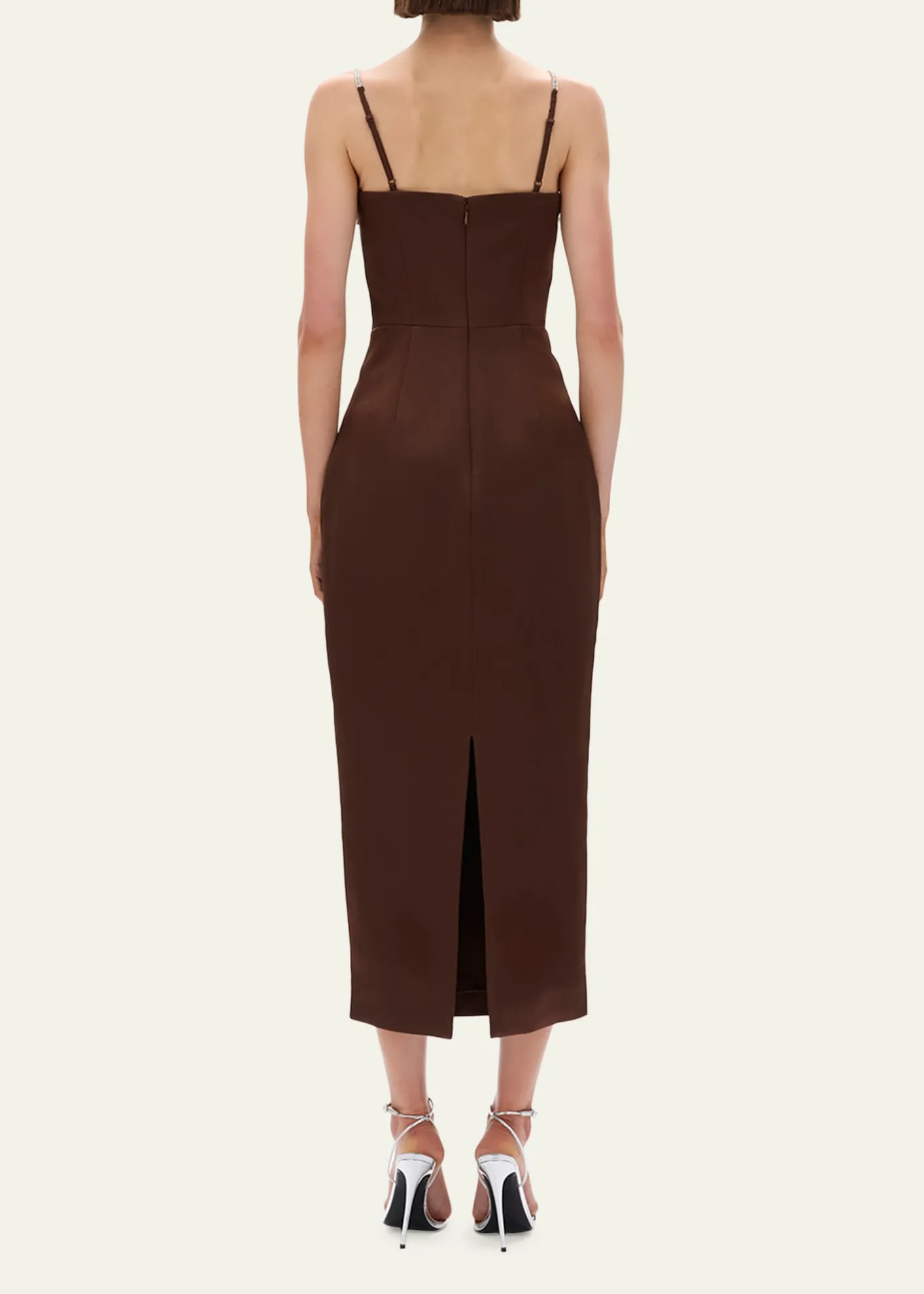 Rachel GilbertLeora Crystal-Strap Crepe Ankle Gown