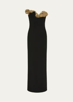 Rachel GilbertLucca Sequin Sculpture Strapless Column Gown