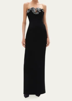 Rachel GilbertMirage Floral-Embellished Strapless Column Gown