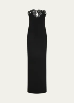 Rachel GilbertMirage Floral-Embellished Strapless Column Gown