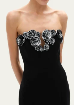Rachel GilbertMirage Floral-Embellished Strapless Column Gown